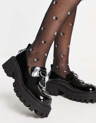 ASOS DESIGN - Matrix - Mocassini neri con suola spessa e dettagli metallici