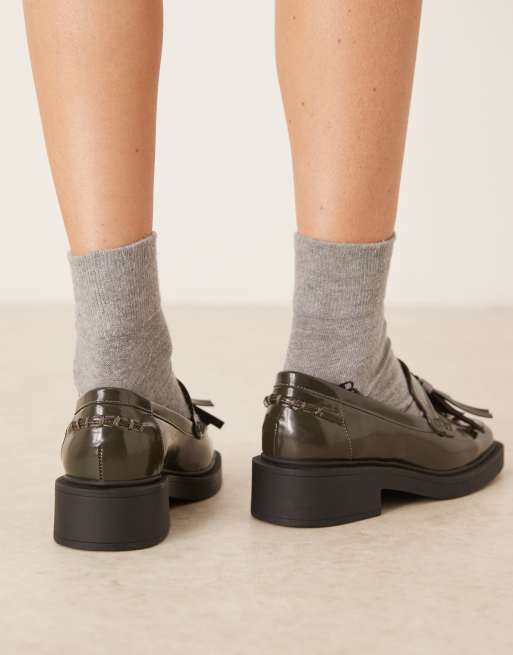 ASOS DESIGN - Matrix - Mocassini verde oliva con punta squadrata e nappe, 3 di 4