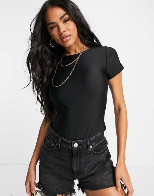 Black cheap tshirt bodysuit