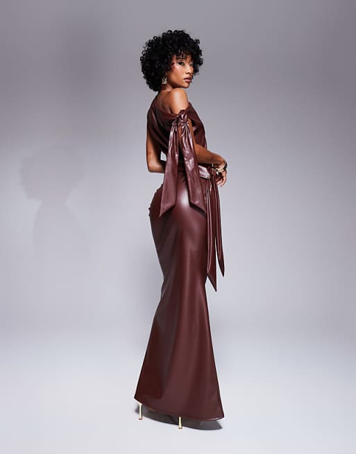 faux leather midi dress Buy Chocolate Brown Shirt from Next USA a crew neckline Black Faux Leather Strapless Bodycon