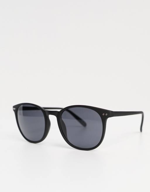 ASOS DESIGN – Mattsvarta runda solglasögon i retrostil med rökfärgade glas, 4 av 4