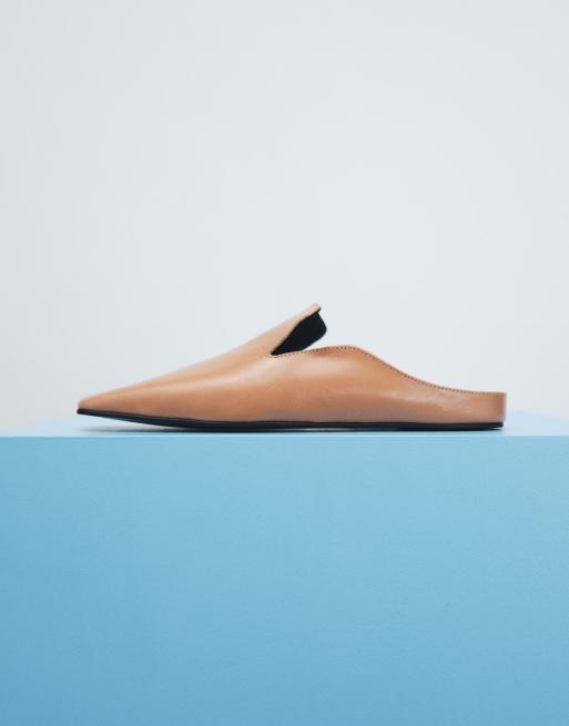 ASOS DESIGN – Maude – Premium – Ljusbruna tofflor i läder med öppen häl, 4 av 7