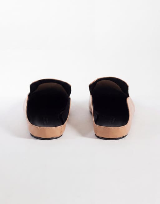 ASOS DESIGN – Maude – Premium – Ljusbruna tofflor i läder med öppen häl, 6 av 7