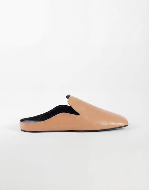 ASOS DESIGN – Maude – Premium – Ljusbruna tofflor i läder med öppen häl, 7 av 7