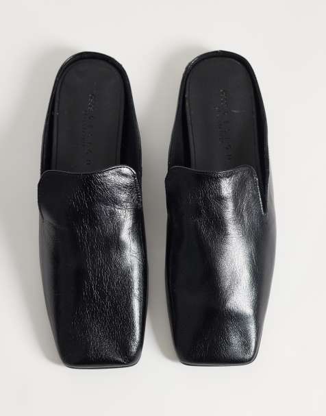 ASOS DESIGN - Maude - Premium - Sorte mules i læder - view 1