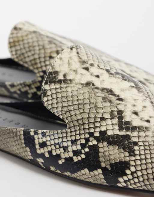 ASOS DESIGN Maura slipper style mules in snake print, 3 of 4