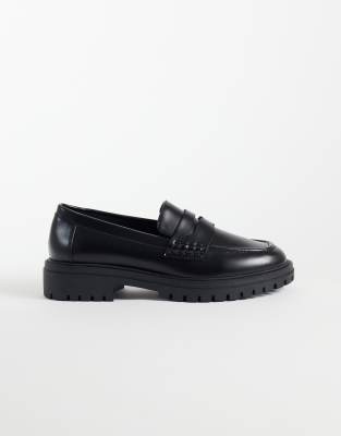 Asos Design Mavis Chunky Cleated Sole Loafers In Black