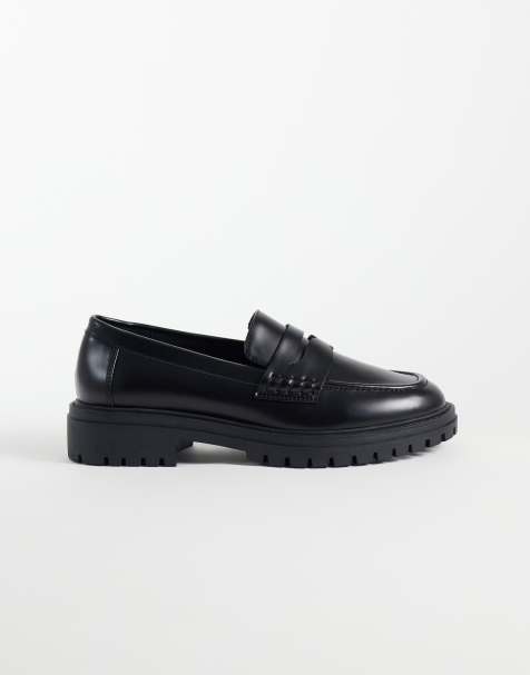 ASOS DESIGN Mavis chunky cleated sole loafers in black - view 1
