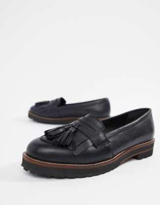 asos design maxfield leather fringed loafers