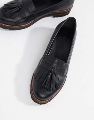 asos design maxfield leather fringed loafers