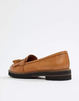 asos design maxfield leather fringed loafers