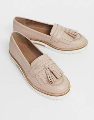 asos design maxfield leather fringed loafers