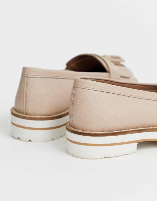 Asos design maxfield leather fringed loafers online