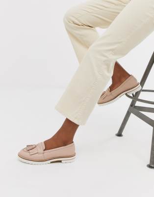 asos design maxfield leather fringed loafers