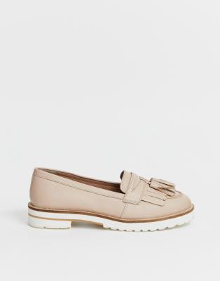 asos design maxfield leather fringed loafers