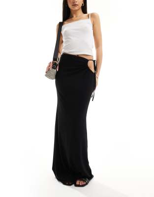 ASOS DESIGN maxi aline skirt with side keyhole in black