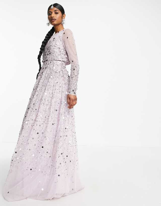 ASOS DESIGN maxi anarkali dress in scatter sequin in lilac