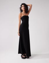 ASOS DESIGN lace and chiffon midi dress with flare panels in chocolate brown