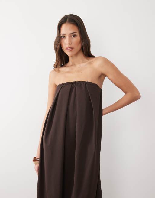 ASOS DESIGN - Maxi bandeau-jurk in bruin, 2 van 4