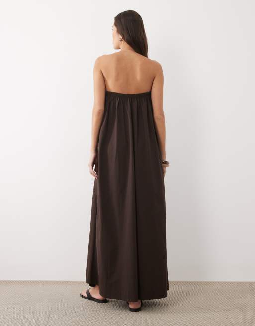 ASOS DESIGN - Maxi bandeau-jurk in bruin, 3 van 4
