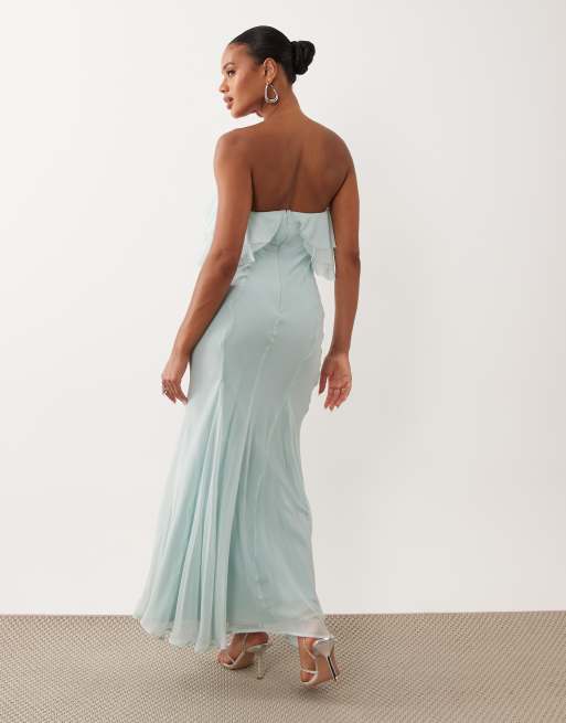 ASOS DESIGN - Maxi bandeau-jurk met godetzoom in lichtblauw, 4 van 4