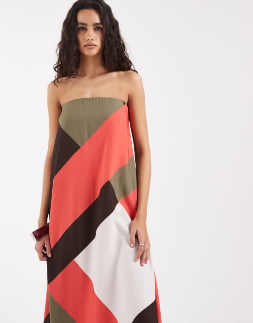 ASOS DESIGN - Maxi bandeau-jurk met kleurvlakken , 2 van 4