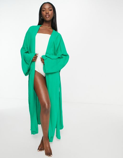 ASOS DESIGN maxi beach kimono in green