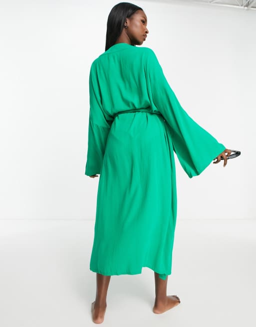 Asos green store kimono dress