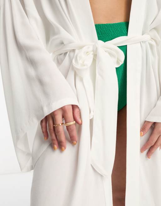  ASOS DESIGN maxi beach kimono in white, 4 of 4