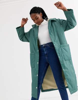 asos design maxi borg lined rainwear