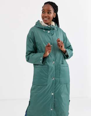 asos design maxi borg lined rainwear