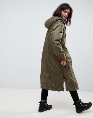 asos design maxi borg lined rainwear