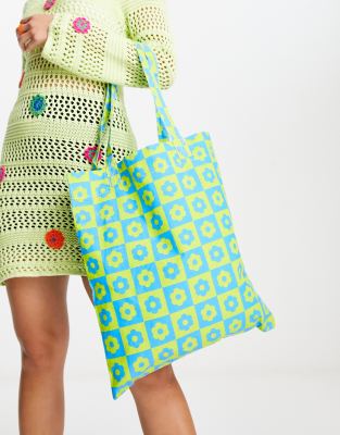 Asos Design - Maxi Borsa A Quadri Con Margherite-Multicolore