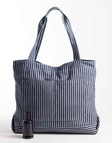 ASOS DESIGN - Maxi borsa blu a righe - view 1