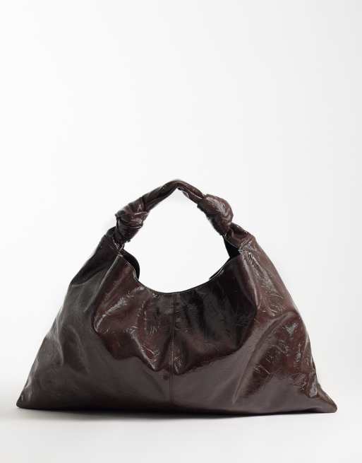 ASOS DESIGN - Maxi borsa extra larga testurizzata color cioccolato scuro