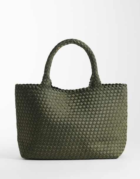 ASOS DESIGN - Maxi borsa in raso intrecciato kaki - view 1