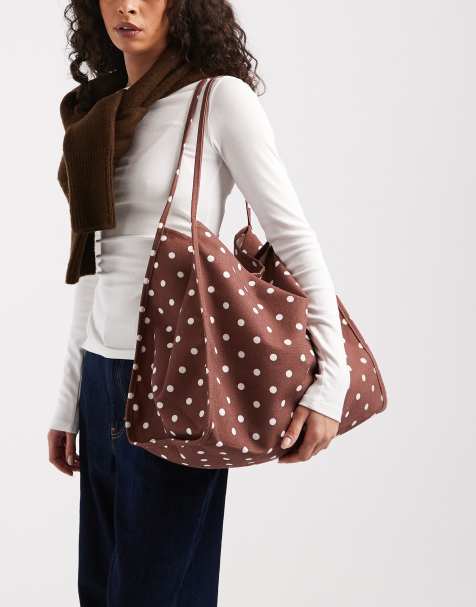 ASOS DESIGN - Maxi borsa in tela con manico tubolare e stampa a pois - view 1