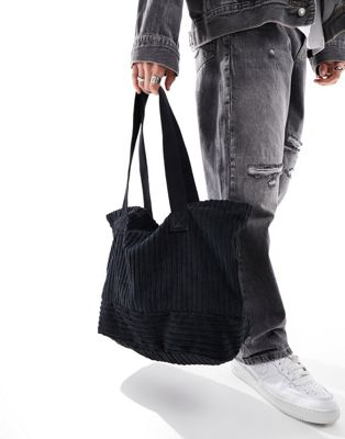 ASOS DESIGN oversized tote bag in black cord - ASOS Price Checker