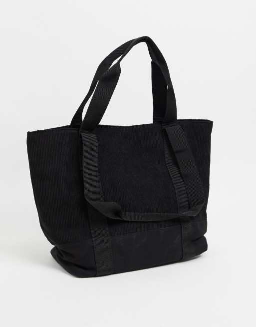 ASOS DESIGN - Maxi borsa in tessuto a coste nera