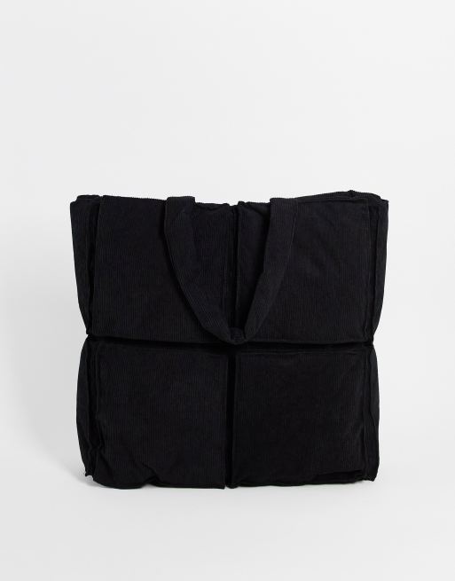 ASOS DESIGN - Maxi borsa super oversize in tessuto a coste nera