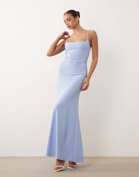 ASOS DESIGN - Maxi cami-jurk met veters aan de achterkant in lichtblauw - view 1