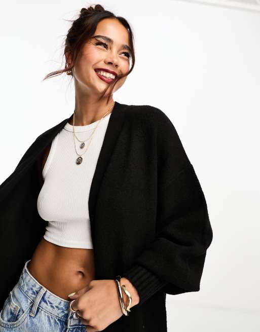 ASOS DESIGN - Maxi-cardigan med lommer i sort, 2 af 4
