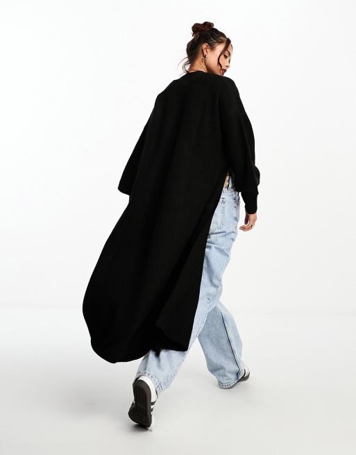ASOS DESIGN maxi cardigan with pockets in black, 4 of 4