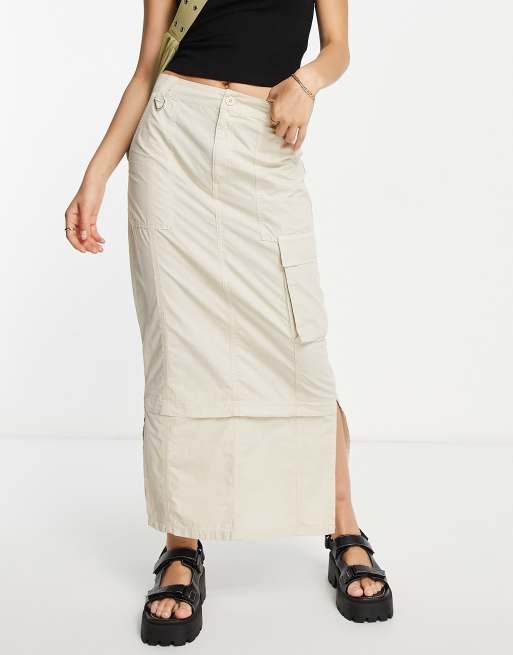 ASOS DESIGN - Maxi cargorok in kiezelkleur