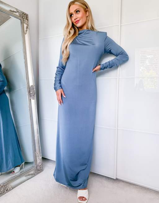 Cowl neck long outlet sleeve maxi dress