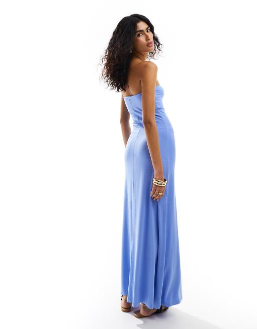 ASOS DESIGN maxi dress bandeau with full hem in blue - MBLUE | ASOS