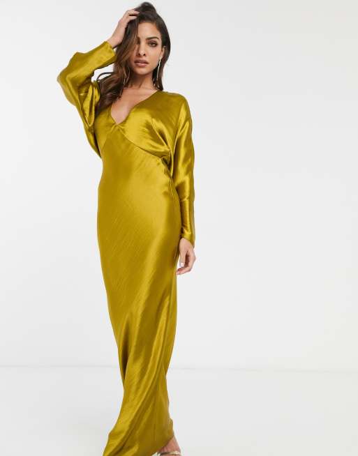 Asos Design Batwing Bias Cut Maxi Dress In Oyster on Sale | cpshouston.net