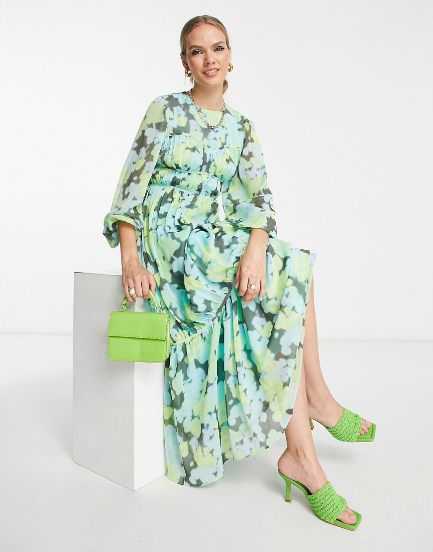 ASOS DESIGN maxi dress in blurred floral-Multi