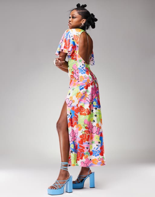 ASOS DESIGN maxi dress in bright floral and heart print