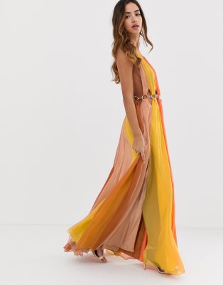 asos yellow long dress